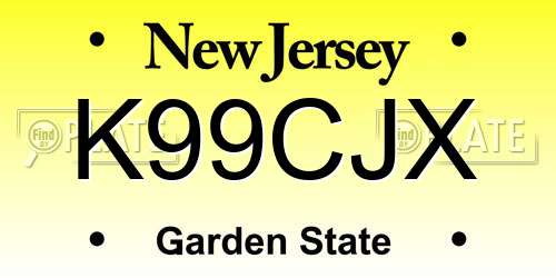 K99CJX New Jersey License Plate