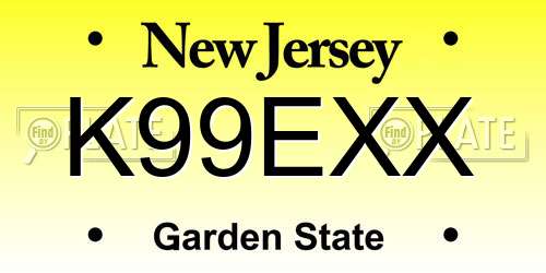 K99EXX New Jersey License Plate