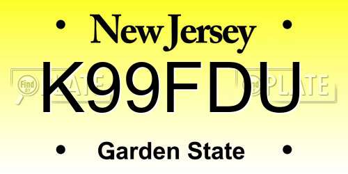K99FDU New Jersey License Plate