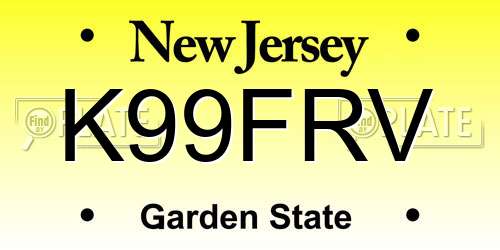 K99FRV New Jersey License Plate