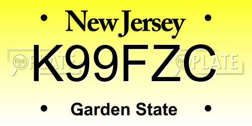 K99FZC New Jersey License Plate