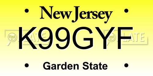 K99GYF New Jersey License Plate