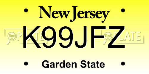 K99JFZ New Jersey License Plate