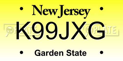 K99JXG New Jersey License Plate