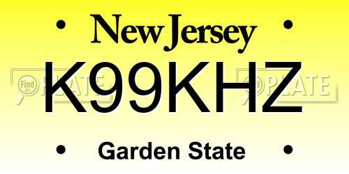 K99KHZ New Jersey License Plate