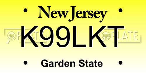 K99LKT New Jersey License Plate