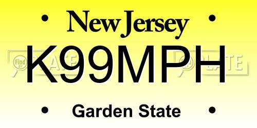 K99MPH New Jersey License Plate
