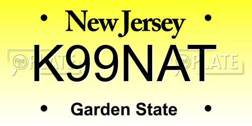 K99NAT New Jersey License Plate