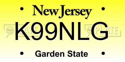 K99NLG New Jersey License Plate