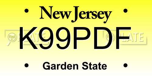 K99PDF New Jersey License Plate