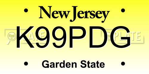 K99PDG New Jersey License Plate