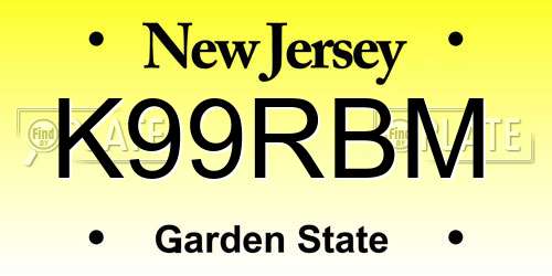 K99RBM New Jersey License Plate