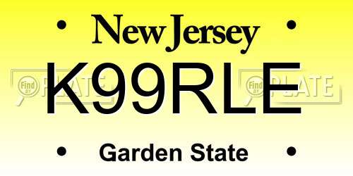 K99RLE New Jersey License Plate