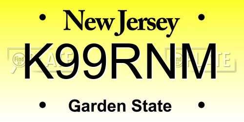 K99RNM New Jersey License Plate
