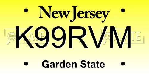 K99RVM New Jersey License Plate