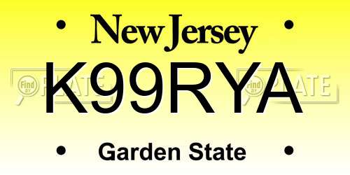 K99RYA New Jersey License Plate
