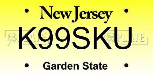 K99SKU New Jersey License Plate
