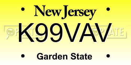 K99VAV New Jersey License Plate