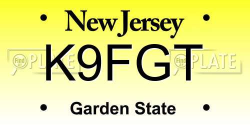 K9FGT New Jersey License Plate