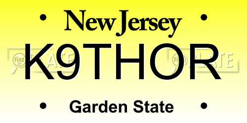 K9THOR New Jersey License Plate