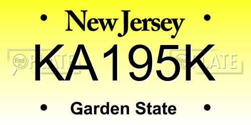 KA195K New Jersey License Plate