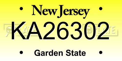 KA26302 New Jersey License Plate