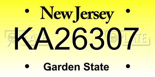 KA26307 New Jersey License Plate