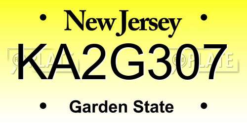 KA2G307 New Jersey License Plate