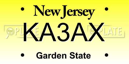 KA3AX New Jersey License Plate