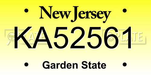 KA52561 New Jersey License Plate