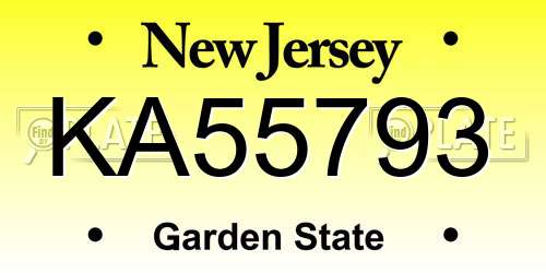 KA55793 New Jersey License Plate