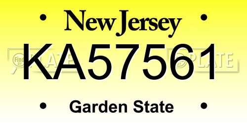 KA57561 New Jersey License Plate