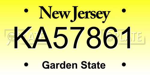 KA57861 New Jersey License Plate