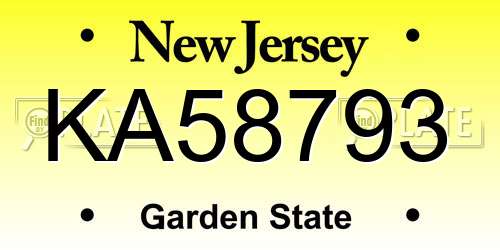 KA58793 New Jersey License Plate
