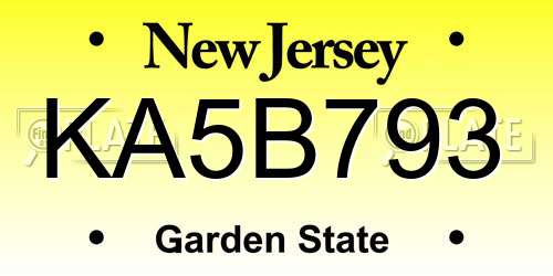 KA5B793 New Jersey License Plate