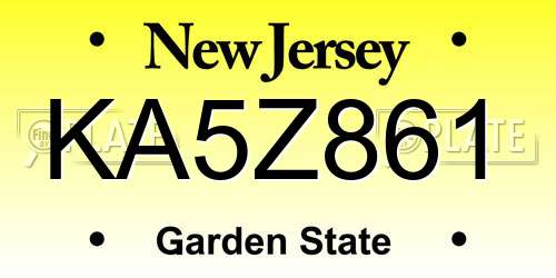 KA5Z861 New Jersey License Plate