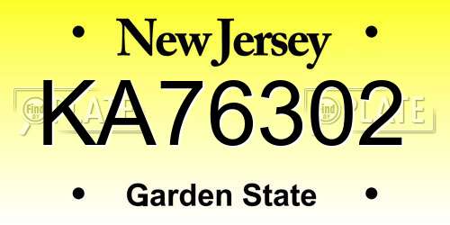 KA76302 New Jersey License Plate