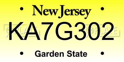 KA7G302 New Jersey License Plate