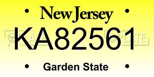 KA82561 New Jersey License Plate