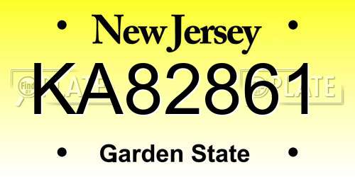 KA82861 New Jersey License Plate