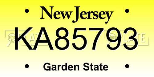 KA85793 New Jersey License Plate
