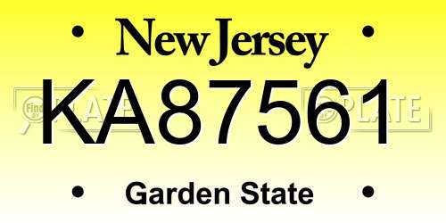 KA87561 New Jersey License Plate
