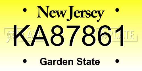 KA87861 New Jersey License Plate