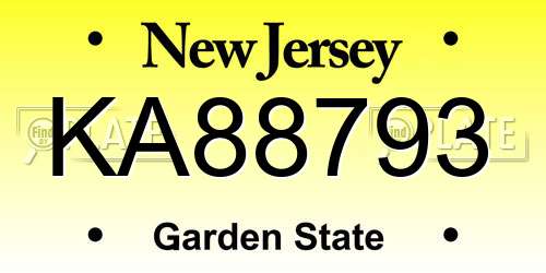 KA88793 New Jersey License Plate