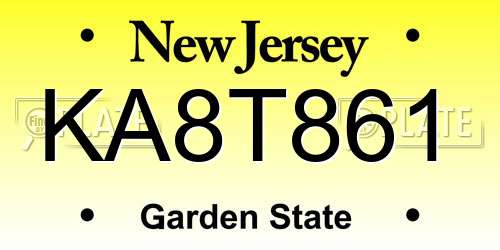 KA8T861 New Jersey License Plate
