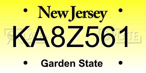 KA8Z561 New Jersey License Plate