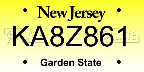 KA8Z861 New Jersey License Plate