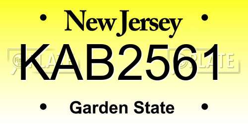 KAB2561 New Jersey License Plate