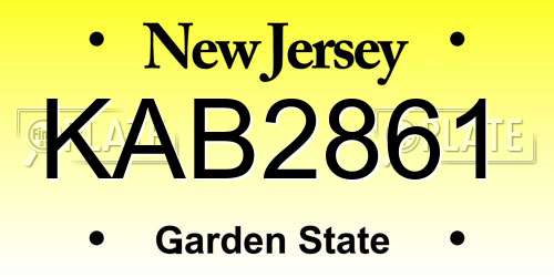 KAB2861 New Jersey License Plate
