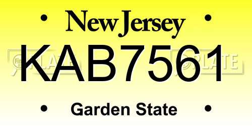 KAB7561 New Jersey License Plate